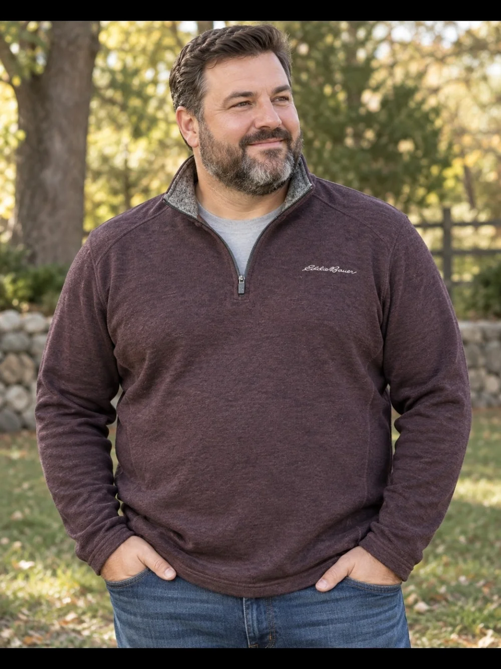 Eddie Bauer Men's 1/4-Zip Sweater - Burgundy Wine